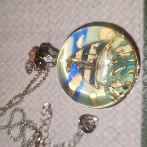 Elegant Corked Bottle Pendant With Boat And Compass Unique Stamped Necklace